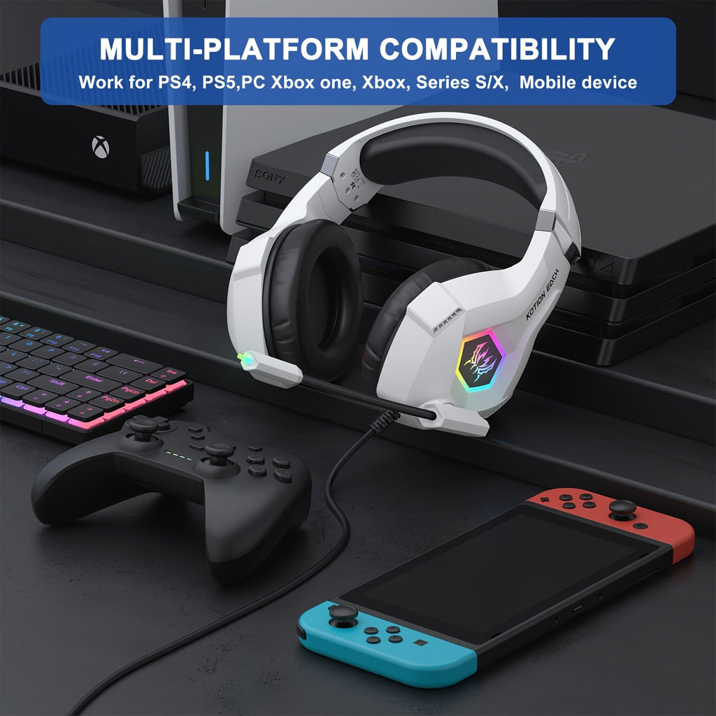 Wired Gaming Headset with RGB Lighting & Mic