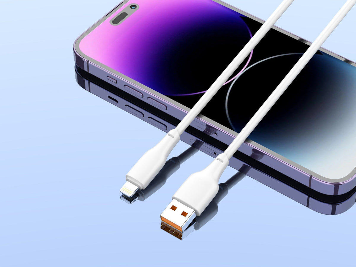 Techancy Cabo Usb-Lightning Branco 1m  TB1776,Carregamento Rápido 2.4a, Suporta Transmissão De Dados, Material Pvc